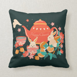 Chuseok Mid-Autumn Festival Tekanna och Bunnies Kudde