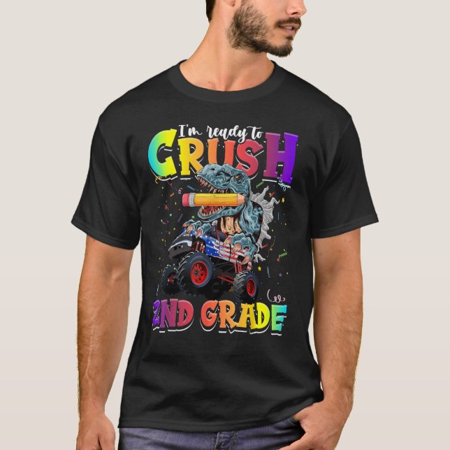 Chush 2:a Klass Dinosaur Monster Lastbil tillbaka  T Shirt (Framsida)