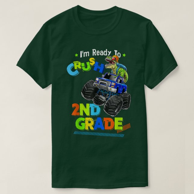 Chush 2:a Klass Dinosaur Monster Lastbil tillbaka  T Shirt (Design framsida)