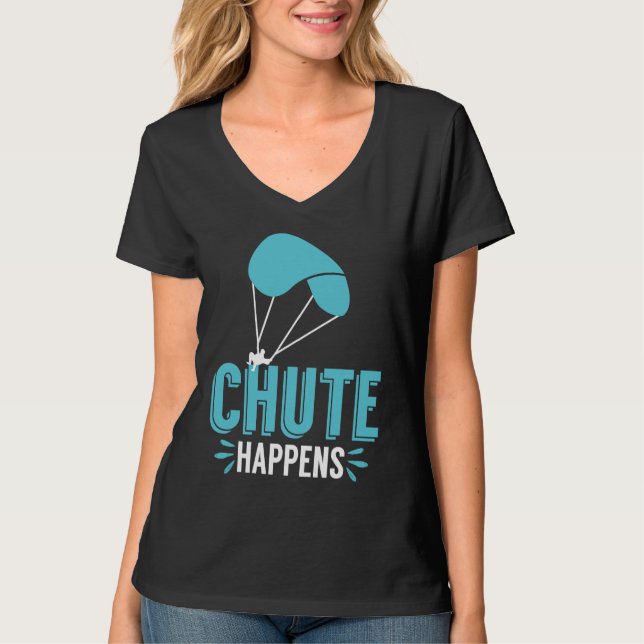 Chute Happens Skydiving Pun Parachute T Shirt (Framsida)