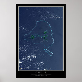 Chuuk Truk Lagoon Micronesia Satellite Karta Poster