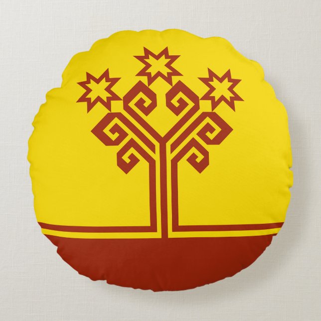 Chuvashia Flagga Rund Kudde (Framsidan)