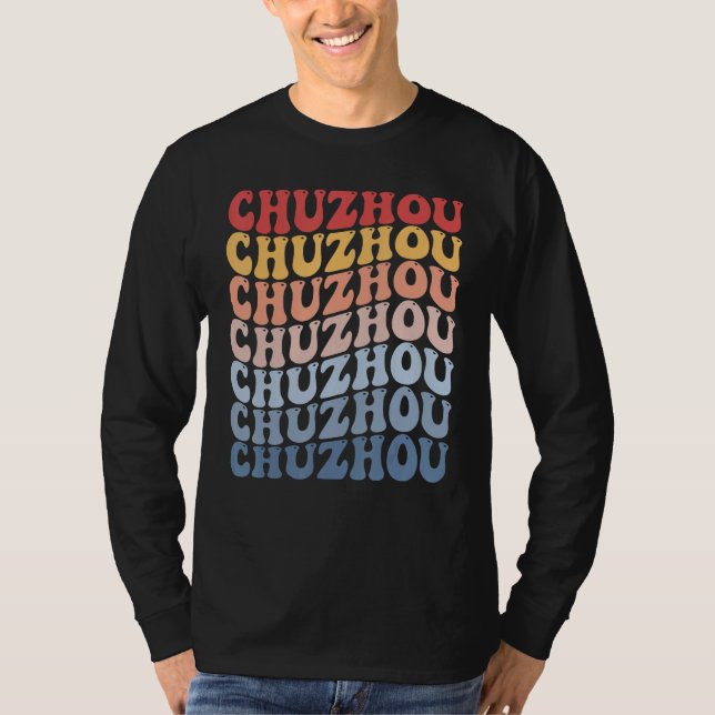 Chuzhou City Groovy Retro T Shirt (Framsida)