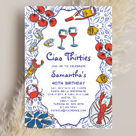 Ciao 30s Italian Seafood Wine Dinner 40th Birthday Inbjudningar