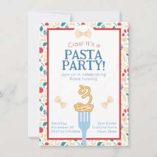 Ciao 3-årsdag Pastafest Italiensk Båge Inbjudningar