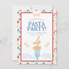 Ciao 4e födelsedagen Pasta Party Italienska Bow In Inbjudningar