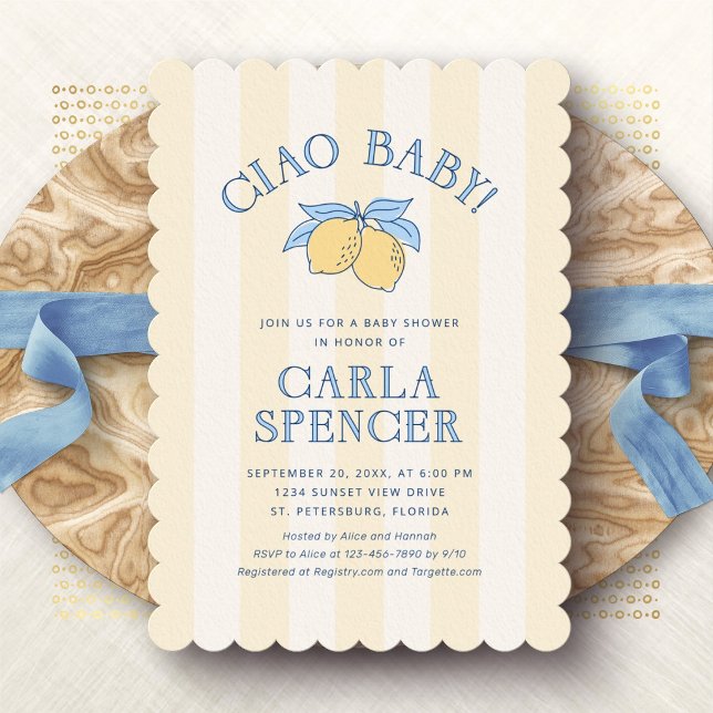 Ciao Baby Amalfi Citron Baby Shower Inbjudningar (Skapare uppladdad)