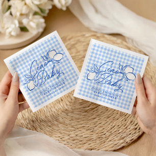 Ciao Baby Amalfi Citron Blå Gingham Barnkalas Pappersservett