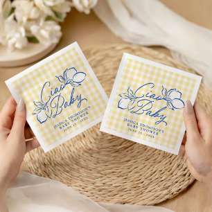 Ciao Baby Amalfi Citron Blå & Gul Bebis firande Pappersservett