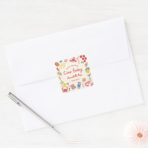 Ciao Baby Baby Shower Personlig italiensk randig Fyrkantigt Klistermärke
