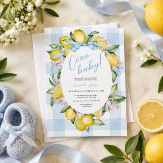 Ciao Baby Bambino Citron Italienska Pojkar Babyfir Inbjudningar