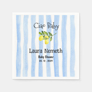 Ciao Baby Blå Ränder Lemon Babyfirande Pappersservett