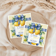Ciao Baby blue Bow Tile Lemon Baby Shower