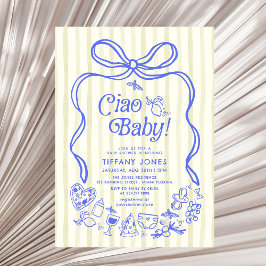 Ciao Baby blue Gult italienska Lemons Baby Shower Inbjudningar