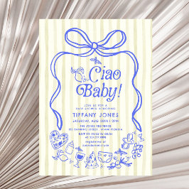 Ciao Baby blue Gult italienska Lemons Baby Shower Inbjudningar