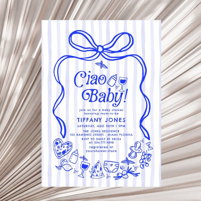 Ciao Baby blue Italienska leemons Baby Shower Inbjudningar (Skapare uppladdad)