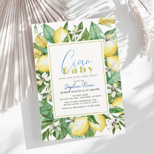 Ciao Baby Citrus Lemon Watercolor Baby Shower Inbjudningar