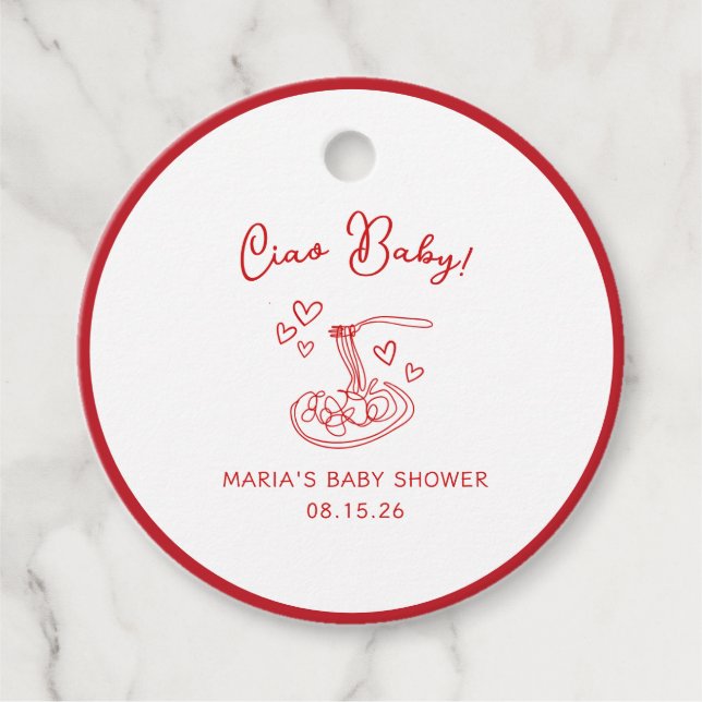 Ciao Baby! Hand plockade Italienska pastababyskor Gåvor Etiketter (Framsida)