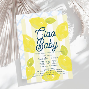 Ciao Baby Handmålad Lemon Blå Pojke Bebis Bebis Sh Inbjudningar