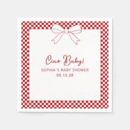 Ciao Baby! Italian Red GIngham Bow Baby Shower Pappersservett