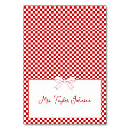 Ciao Baby! Italian Red Gingham Bow Place Card Bordsnummer