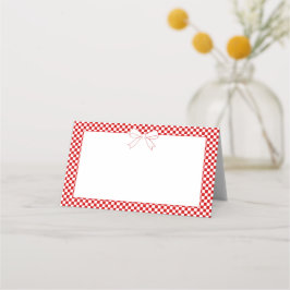 Ciao Baby! Italian Red Gingham White Bow Blank Placeringskort