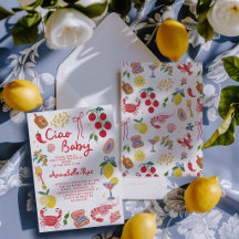 Ciao Baby Italiensk Baby Shower Rosa Röd Italiensk