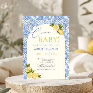 Ciao Baby Italiensk citron baby shower Inbjudningar