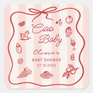 Ciao Baby Italiensk Citron Bebis Shower Klistermär Fyrkantigt Klistermärke