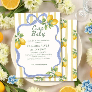 Ciao baby italiensk sommar citrus citroner baby sh inbjudningar