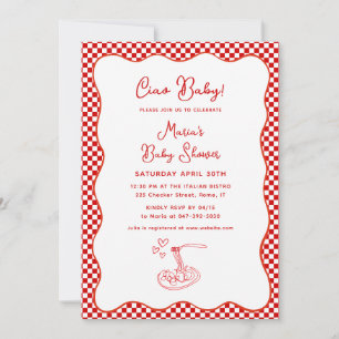 Ciao Baby! Italienska babyvisare Red Checkered Pas Inbjudningar