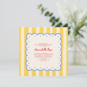 Ciao Baby Italienska gula randiga baby shower Inbjudningar
