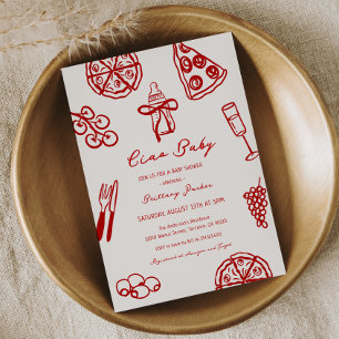 Ciao Baby Italienska Pizza Theter Baby Shower Inbjudningar
