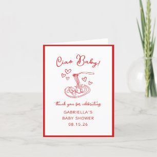 Ciao Baby! Italienska Red Pasta Baby Shower Tack Kort