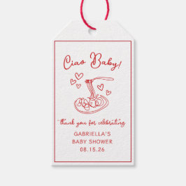 Ciao Baby! Italienska Red Pasta Baby Shower Tack Presentetikett
