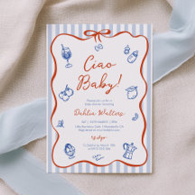 Ciao Baby Italienska Röd Blå Bebis Shower