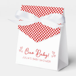 Ciao Baby! Italienska Thecked Red Baby Shower Presentaskar