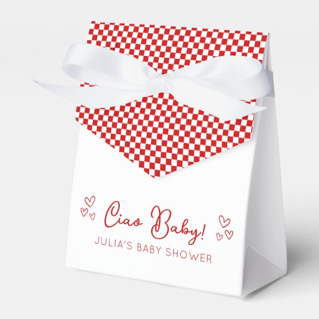 Ciao Baby! Italienska Thecked Red Baby Shower Presentaskar (Framsidan Sidan)
