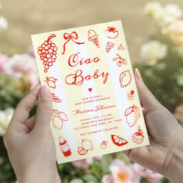 Ciao Baby Italienskt Handritet Citron Bebis Shower Inbjudningar