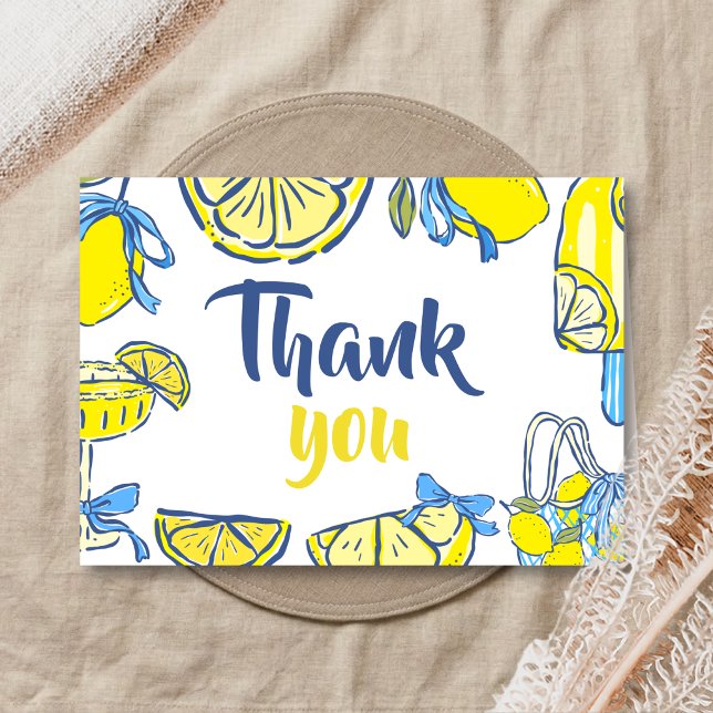 Ciao Baby Lemon Baby Shower Tack Kort (Lemon Ciao Baby Shower Thank You Card)