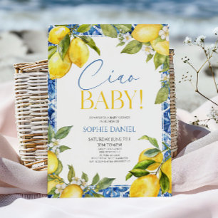Ciao Baby! Lemon Blommig Medelhavsinspirerad Bebis Inbjudningar