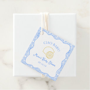 Ciao Baby! Lemon Blue Italy Baby Shower Gåvor Etiketter