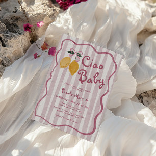 Ciao Baby Lemon Bows Girls Baby Shower Inbjudningar