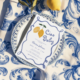 Ciao Baby Lemon Italienska Amalfi Boys Baby Shower Inbjudningar