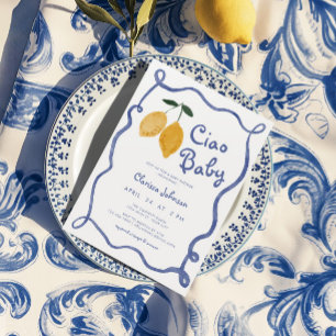 Ciao Baby Lemon Italienska Amalfi Boys Baby Shower Inbjudningar