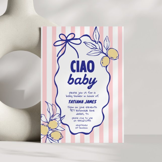 CIAO BABY Lemon Mediterranean Amalfi Baby Shower Inbjudningar (Skapare uppladdad)