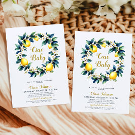 Ciao Baby Lemon Wreath Amalfi Citrus Baby Shower  Inbjudningar