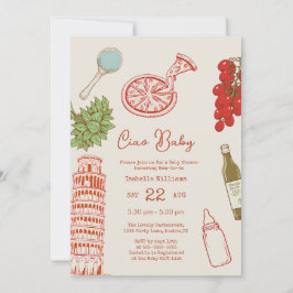 Ciao Baby Line Art Pizza All In One Baby Shower Inbjudningar