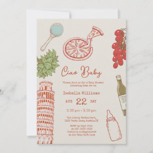 Ciao Baby Pizza Italiensk Baby Shower Inbjudningar