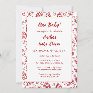 Ciao Baby! Red Baby Shower på italienska Pizza Par Inbjudningar